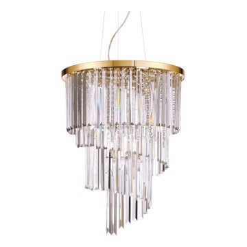 Ideal Lux - Żyrandol kryształowy na lince CARLTON 12xE14/40W/230V śr. 50 cm złoty
