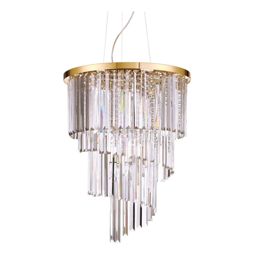 Ideal Lux - Żyrandol kryształowy na lince CARLTON 12xE14/40W/230V śr. 50 cm złoty