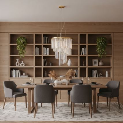 Ideal Lux - Żyrandol kryształowy na lince CARLTON 12xE14/40W/230V śr. 50 cm złoty