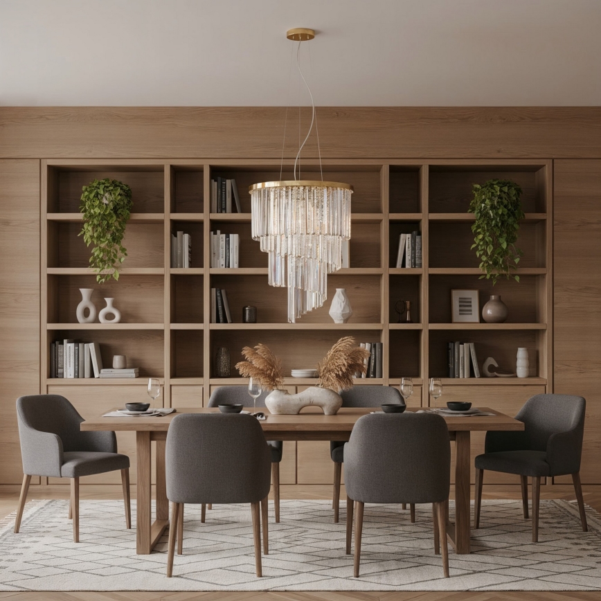 Ideal Lux - Żyrandol kryształowy na lince CARLTON 12xE14/40W/230V śr. 50 cm złoty