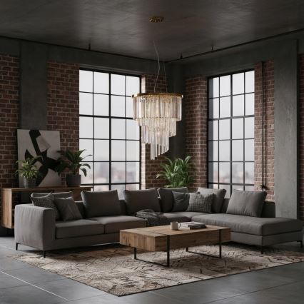 Ideal Lux - Żyrandol kryształowy na lince CARLTON 12xE14/40W/230V śr. 50 cm złoty