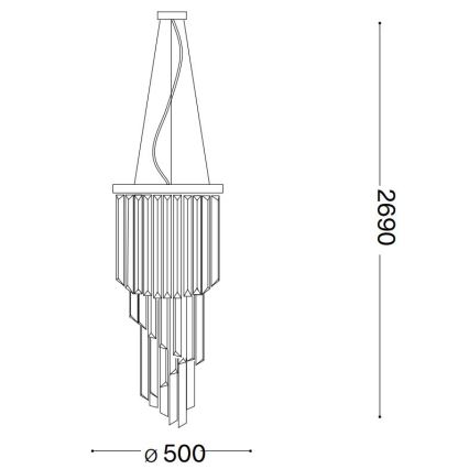 Ideal Lux - Żyrandol kryształowy na lince CARLTON 12xE14/40W/230V śr. 50 cm złoty