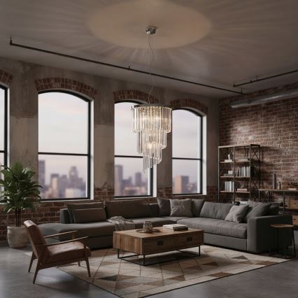 Ideal Lux - Żyrandol kryształowy na lince CARLTON 8xE14/40W/230V śr. 40 cm chrom błyszczący