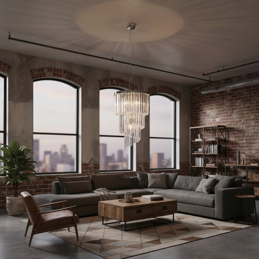 Ideal Lux - Żyrandol kryształowy na lince CARLTON 8xE14/40W/230V śr. 40 cm chrom błyszczący