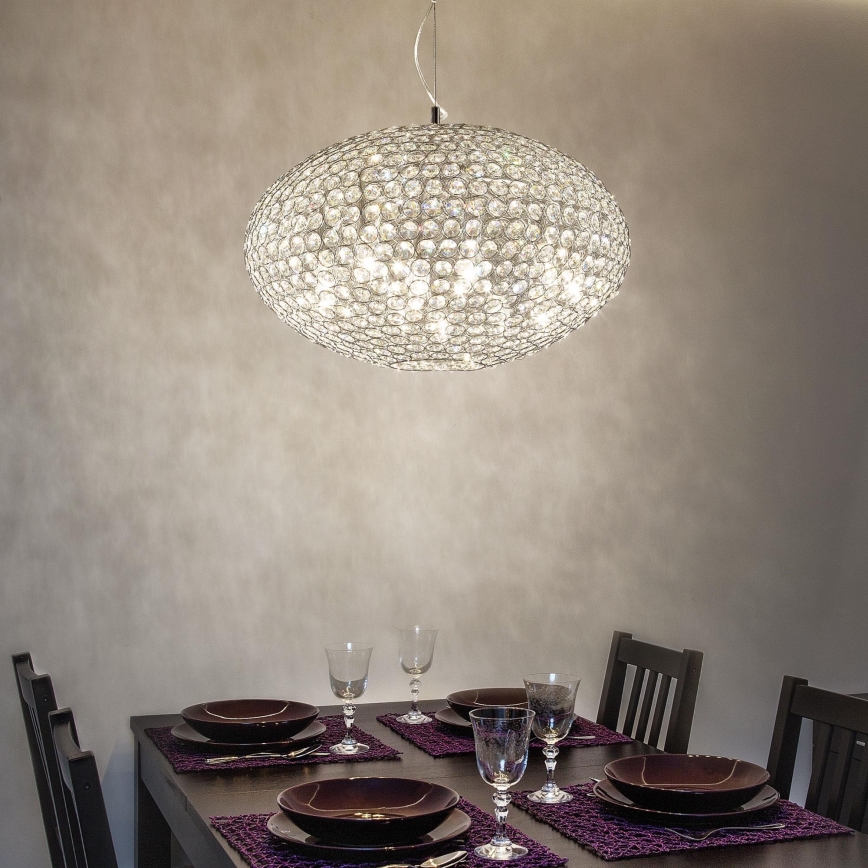 Ideal Lux - Żyrandol kryształowy na lince ORION 12xE14/40W/230V śr. 60 cm srebrny