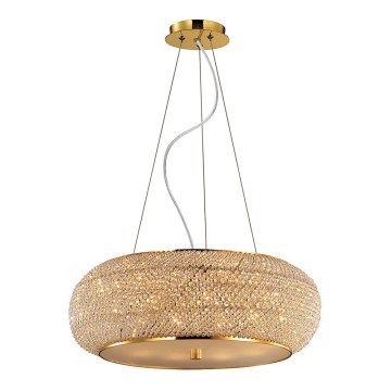 Ideal Lux - Żyrandol kryształowy na lince PASHA 10xE14/40W/230V śr. 55 cm złoty