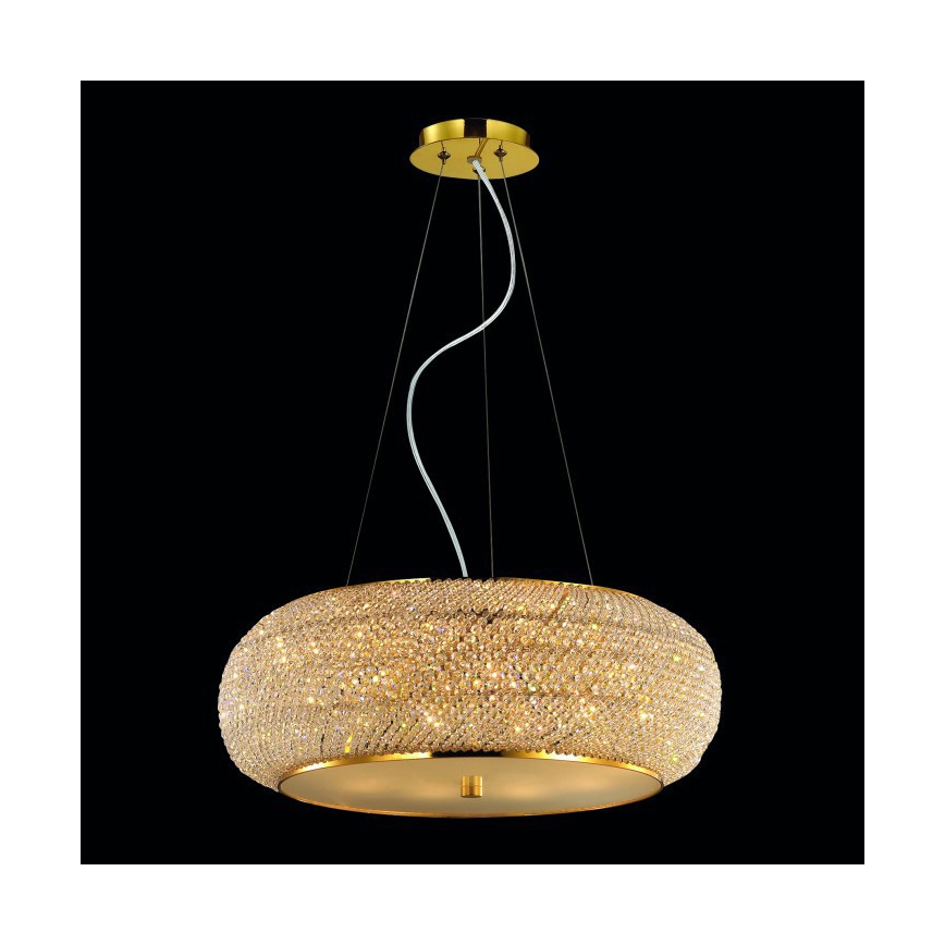 Ideal Lux - Żyrandol kryształowy na lince PASHA 10xE14/40W/230V śr. 55 cm złoty
