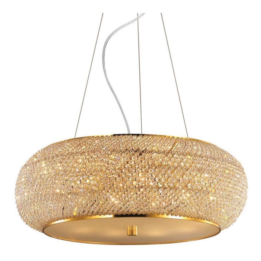 Ideal Lux - Żyrandol kryształowy na lince PASHA 14xE14/40W/230V śr. 65 cm złoty