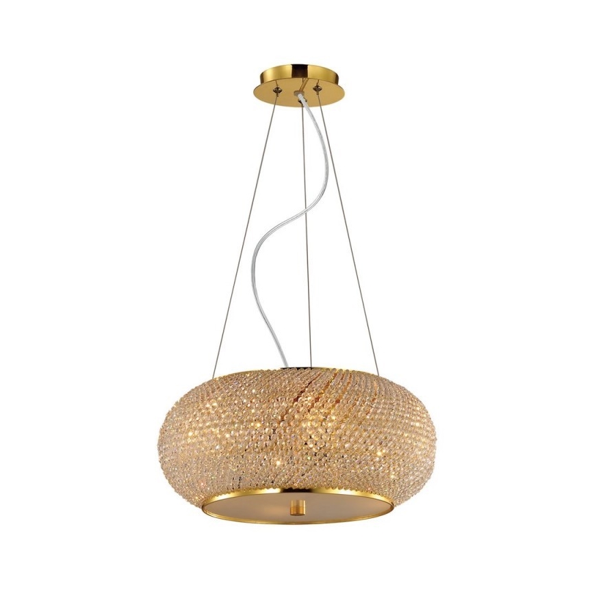 Ideal Lux - Żyrandol kryształowy na lince PASHA 14xE14/40W/230V śr. 65 cm złoty