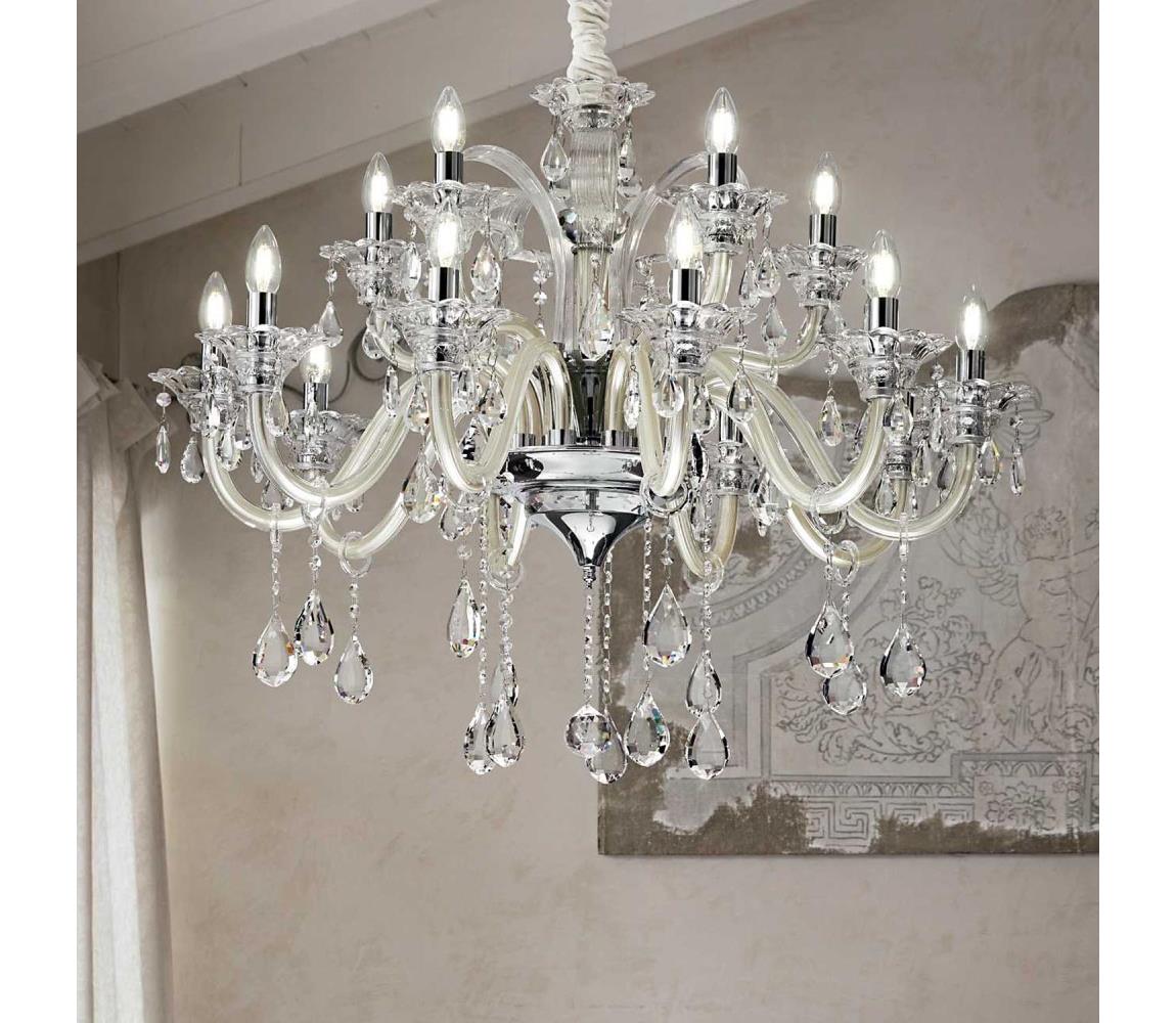 Ideal Lux -Żyrandol kryształowy na łańcuchu COLOSSAL 15xE14/40W/230V śr. 95 cm kremowy