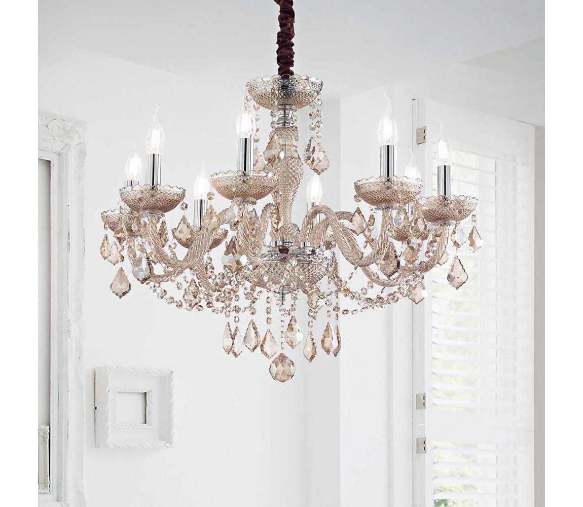 Ideal Lux - Żyrandol kryształowy na łańcuchu ROSE 8xE14/40W/230V śr. 78 cm beżowy