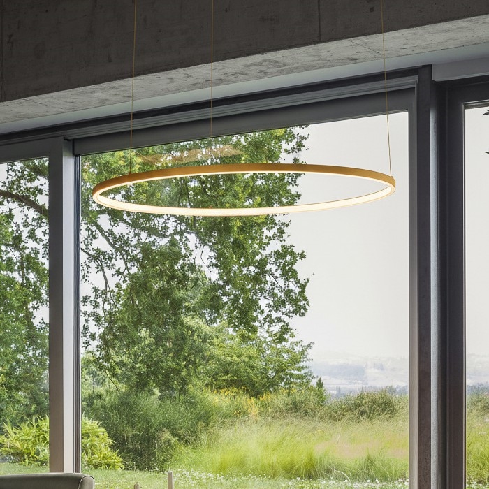 Ideal Lux - Żyrandol LED na lince ORACLE SLIM LED/29W/230V 3000K CRI 90 śr. 50 cm złoty