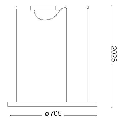 Ideal Lux - LED Żyrandol na lince ORACLE SLIM LED/37W/230V 3000K CRI 90 śr. 70 cm złoty