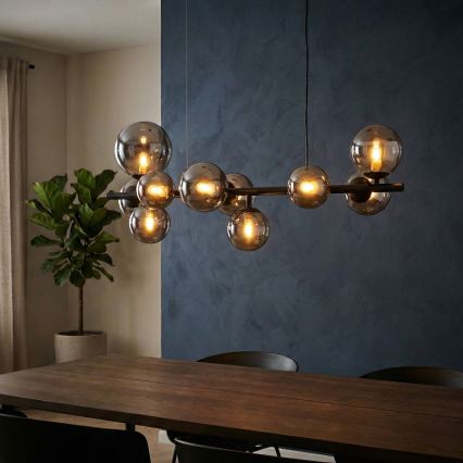 Ideal Lux - Żyrandol LED na lince PERLAGE 10xG9/3W/230V 81 cm czarny/dymowy