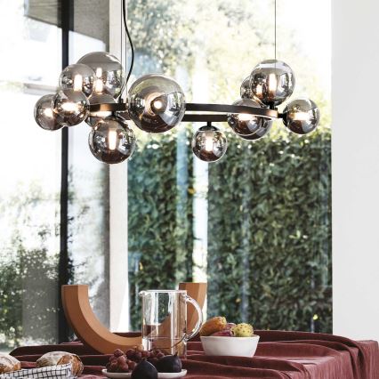 Ideal Lux - LED żyrandol na linkach PERLAGE 14xG9/3W/230V śr. 85 cm czarny/dymiony