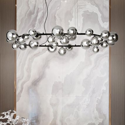 Ideal Lux - LED żyrandol na przewodzie PERLAGE 30xG9/3W/230V 143 cm czarny/czarny dymiony