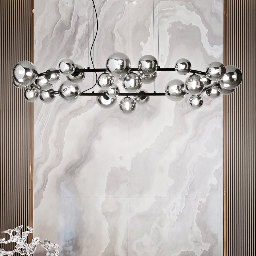 Ideal Lux - LED żyrandol na przewodzie PERLAGE 30xG9/3W/230V 143 cm czarny/czarny dymiony