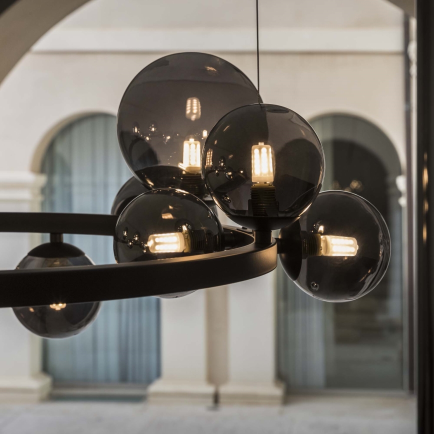 Ideal Lux - LED żyrandol na przewodzie PERLAGE 30xG9/3W/230V 143 cm czarny/czarny dymiony