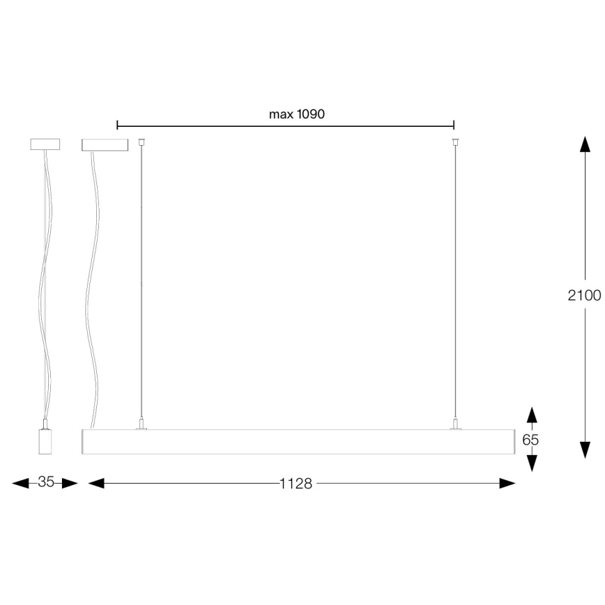 Ideal Lux - Żyrandol LED na linkach OFFICE LED/30W/230V 3000K CRI 90 czarny