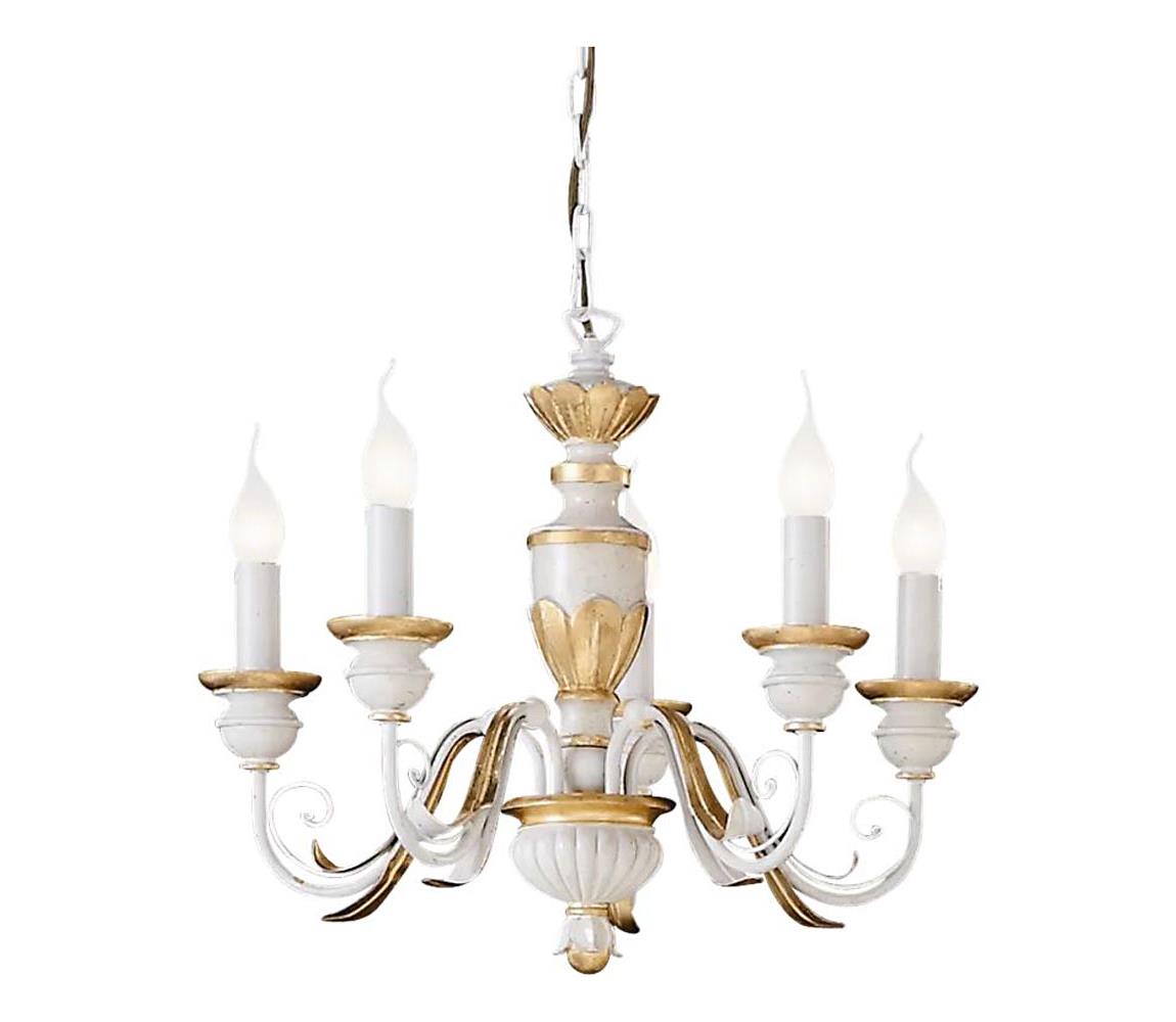 Ideal Lux - Żyrandol na łańcuchu FIRENZE 5xE14/40W/230V śr. 55 cm biały/złoty