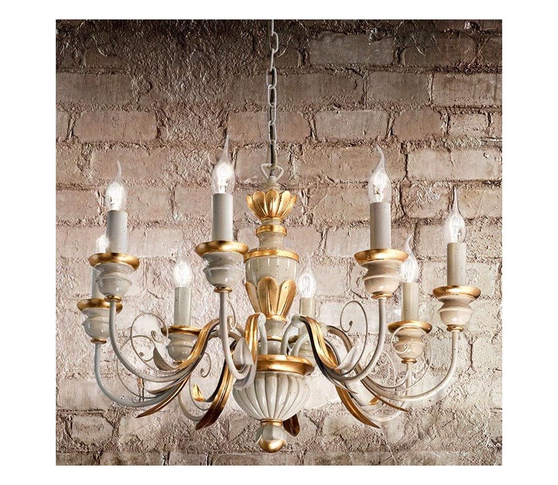 Ideal Lux - Żyrandol na łańcuchu FIRENZE 8xE14/40W/230V śr. 64 cm biały/złoty
