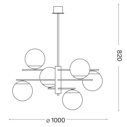 Ideal Lux - Żyrandol na drążku GOURMET 6xE14/28W/230V śr. 100 cm złoty
