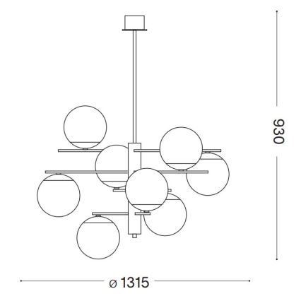 Ideal Lux - Żyrandol na drążku GOURMET 9xE14/28W/230V śr. 131,5 cm złoty