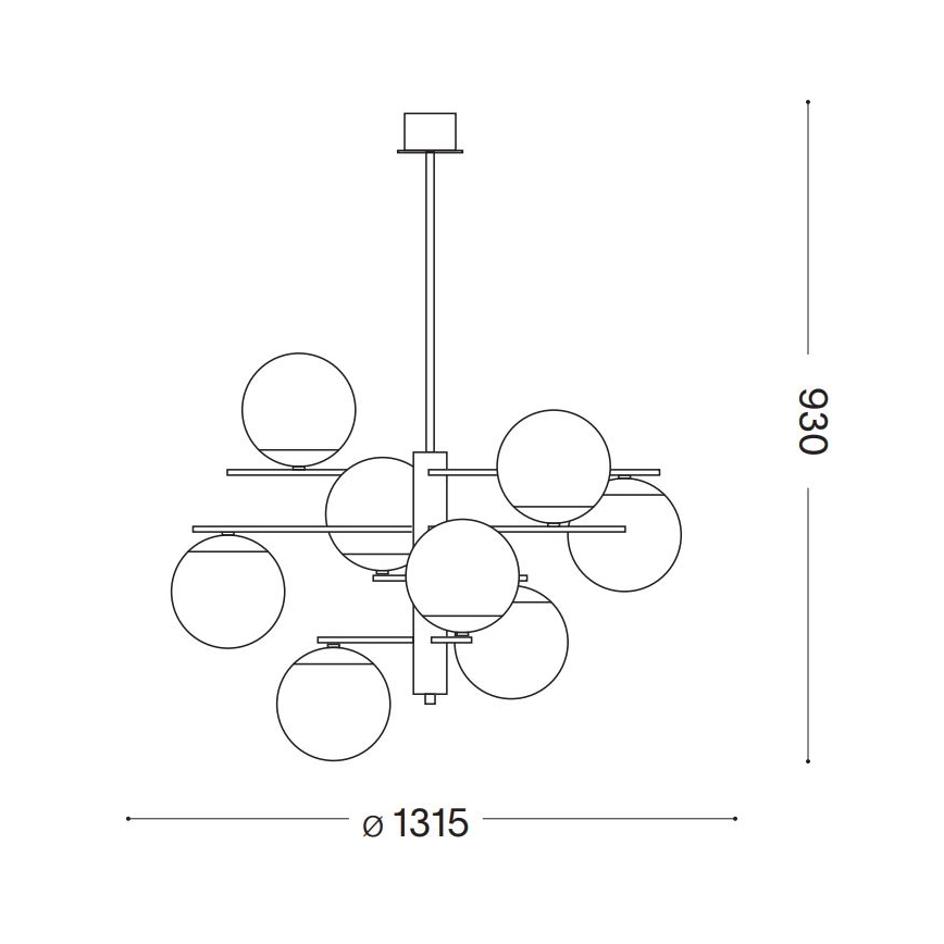 Ideal Lux - Żyrandol na drążku GOURMET 9xE14/28W/230V śr. 131,5 cm złoty