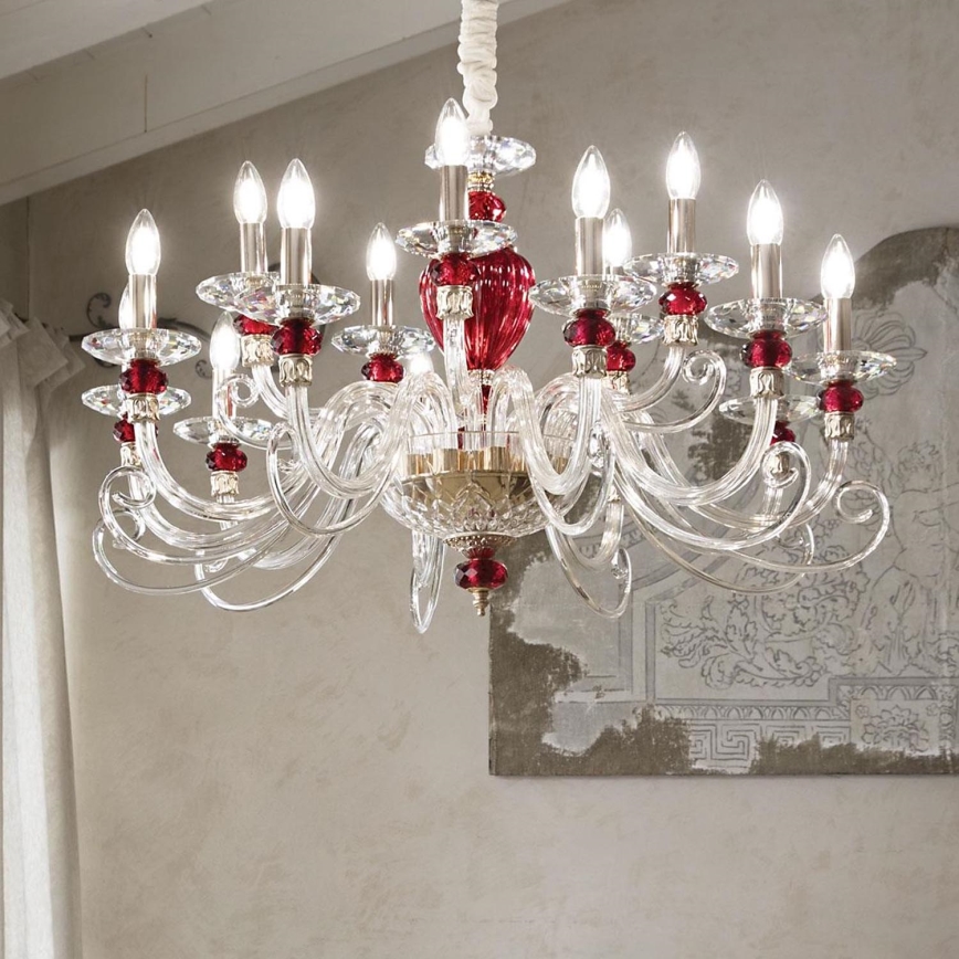 Ideal Lux - Żyrandol na łańcuchu BARONET 15xE14/40W/230V śr. 88 cm czerwony