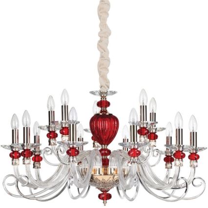 Ideal Lux - Żyrandol na łańcuchu BARONET 15xE14/40W/230V śr. 88 cm czerwony