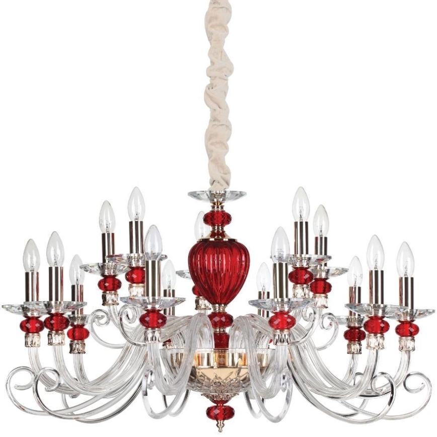 Ideal Lux - Żyrandol na łańcuchu BARONET 15xE14/40W/230V śr. 88 cm czerwony