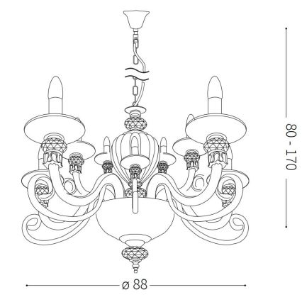 Ideal Lux - Żyrandol na łańcuchu BARONET 15xE14/40W/230V śr. 88 cm czerwony