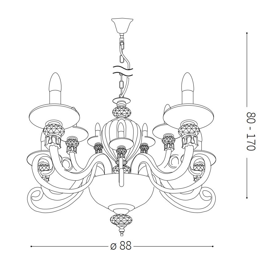 Ideal Lux - Żyrandol na łańcuchu BARONET 15xE14/40W/230V śr. 88 cm czerwony