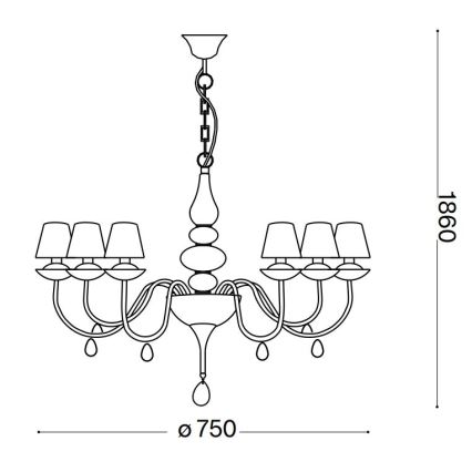 Ideal Lux - Żyrandol na łańcuchu BLANCHE 6xE14/40W/230V śr. 75 cm biały