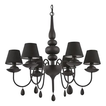 Ideal Lux - Żyrandol na łańcuchu BLANCHE 6xE14/4W/230V śr. 75 cm czarny