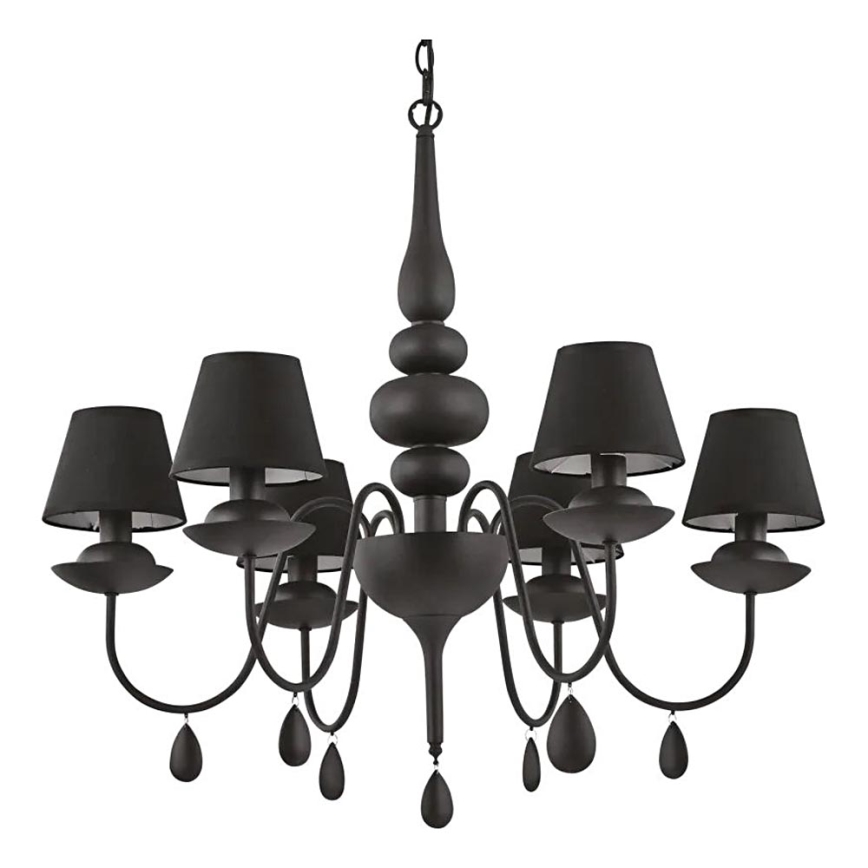 Ideal Lux - Żyrandol na łańcuchu BLANCHE 6xE14/4W/230V śr. 75 cm czarny