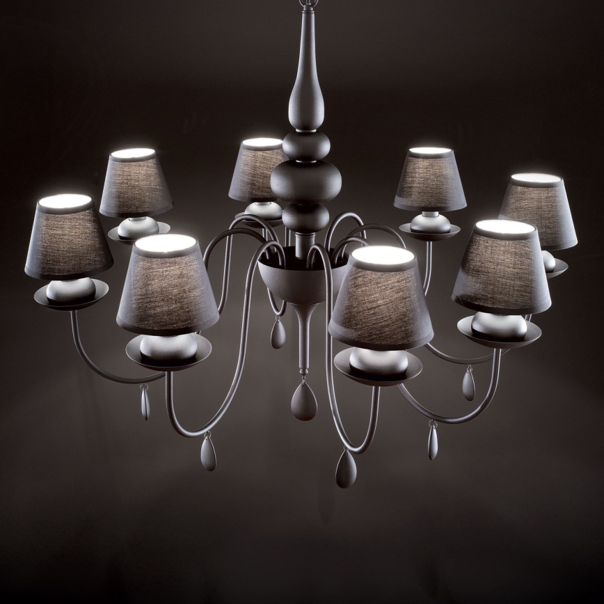 Ideal Lux - Żyrandol na łańcuchu BLANCHE 8xE14/40W/230V śr. 92 cm czarny