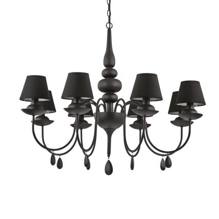 Ideal Lux - Żyrandol na łańcuchu BLANCHE 8xE14/40W/230V śr. 92 cm czarny