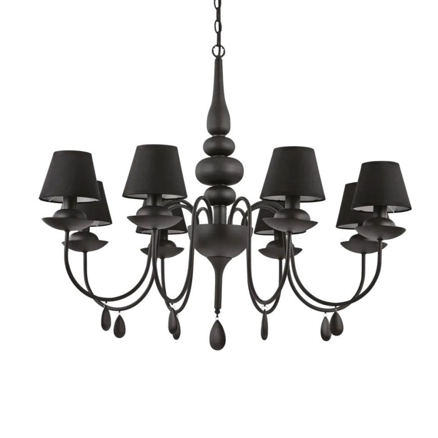 Ideal Lux - Żyrandol na łańcuchu BLANCHE 8xE14/40W/230V śr. 92 cm czarny