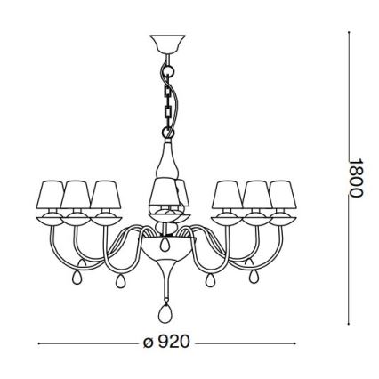 Ideal Lux - Żyrandol na łańcuchu BLANCHE 8xE14/40W/230V śr. 92 cm czarny