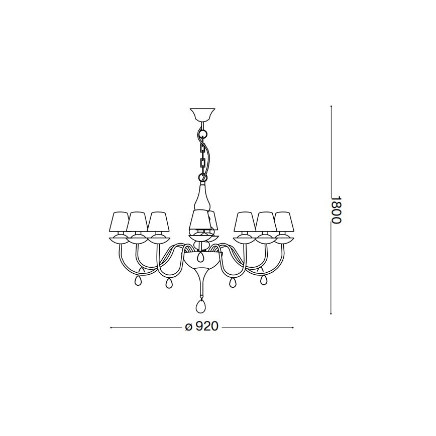Ideal Lux - Żyrandol na łańcuchu BLANCHE 8xE14/40W/230V śr. 92 cm czarny