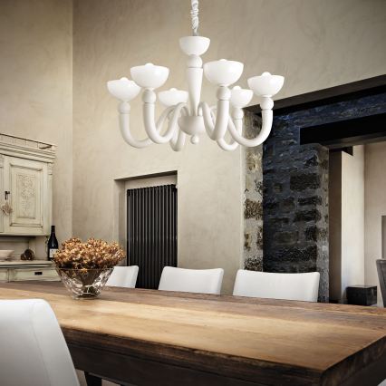 Ideal Lux - Żyrandol na łańcuchu BON BON 8xE14/28W/230V, średnica 95,5 cm, biały