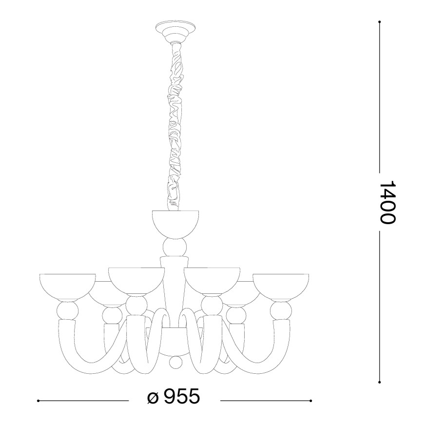 Ideal Lux - Żyrandol na łańcuchu BON BON 8xE14/28W/230V, średnica 95,5 cm, biały