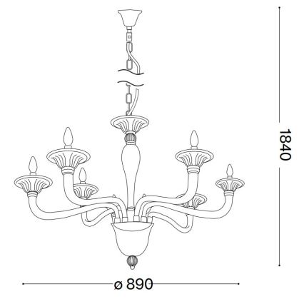 Ideal Lux - Żyrandol na łańcuchu BRIGITTA 8xE14/40W/230V śr. 89 cm mosiądz