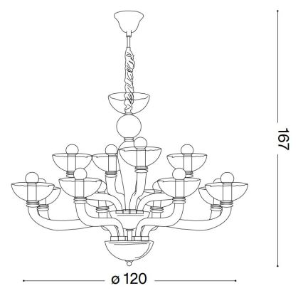 Ideal Lux - Żyrandol na łańcuchu CASANOVA 16xE14/40W/230V śr. 120 cm szary