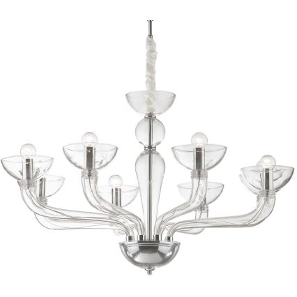 Ideal Lux - Żyrandol na łańcuchu CASANOVA 8xE14/40W/230V śr. 88 cm przezroczysty