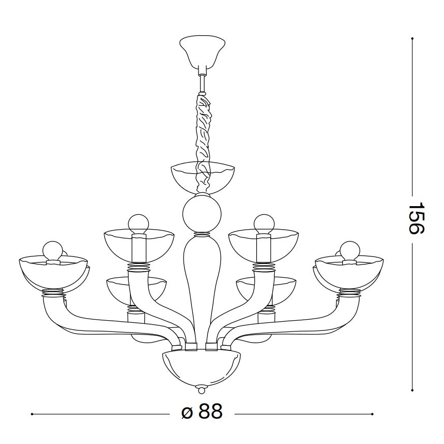 Ideal Lux - Żyrandol na łańcuchu CASANOVA 8xE14/40W/230V śr. 88 cm przezroczysty