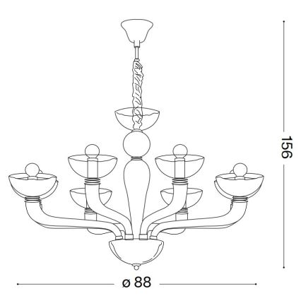 Ideal Lux - Żyrandol na łańcuchu CASANOVA 8xE14/40W/230V śr. 88 cm szary