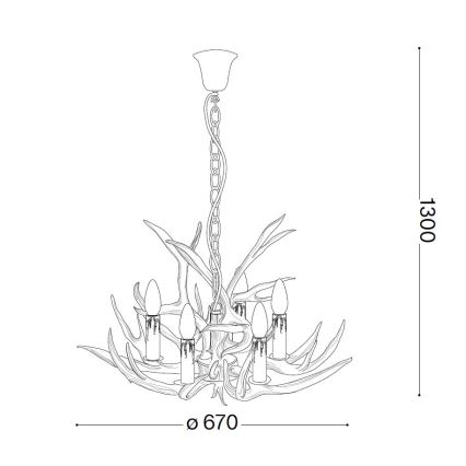 Ideal Lux - Żyrandol na łańcuchu CHALET 6xE14/40W/230V poroże