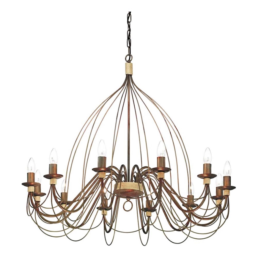 Ideal Lux - Żyrandol na łańcuchu CORTE 12xE14/40W/230V śr. 95 cm miedź